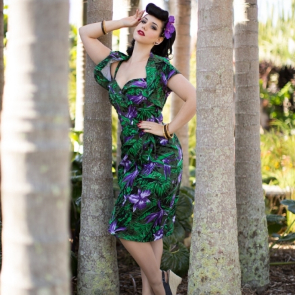Deadly Dames Malibu Tiki Dress bolero pencil dress 3x Micheline Pitt